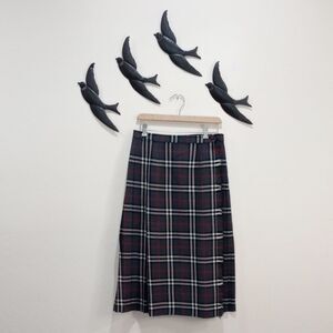 Highland Queen Wool Skirt Kilt Gray, Black, White, and Red Plaid Tartan, Size 14